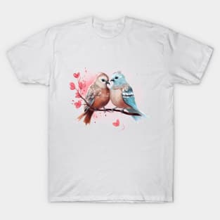 Valentine Kissing Quail Bird Couple T-Shirt